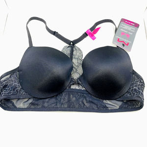New MAIDENFORM DM9901 Demi Coverage Push-Up Racerback Front Close Black Bra 32A